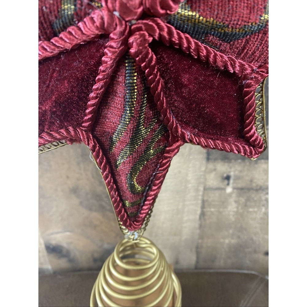 Vintage Kurt Adler 8-Point Star Christmas Tree Topper Red Velvet Gold Cord 12" - Picture 7 of 16